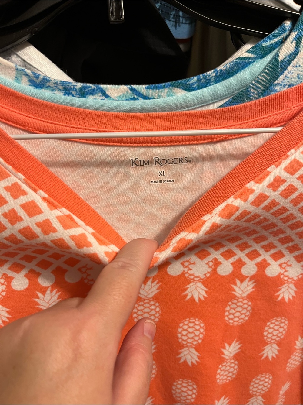 Kim Rogers Orange Pineapple Print Short Sleeve Tee - Picture 2 of 2